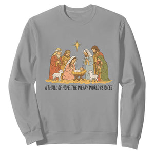 Nativity Scene Christmas Sweatshirt Baby Jesus Christian Faith TS14 Sport Gray Print Your Wear