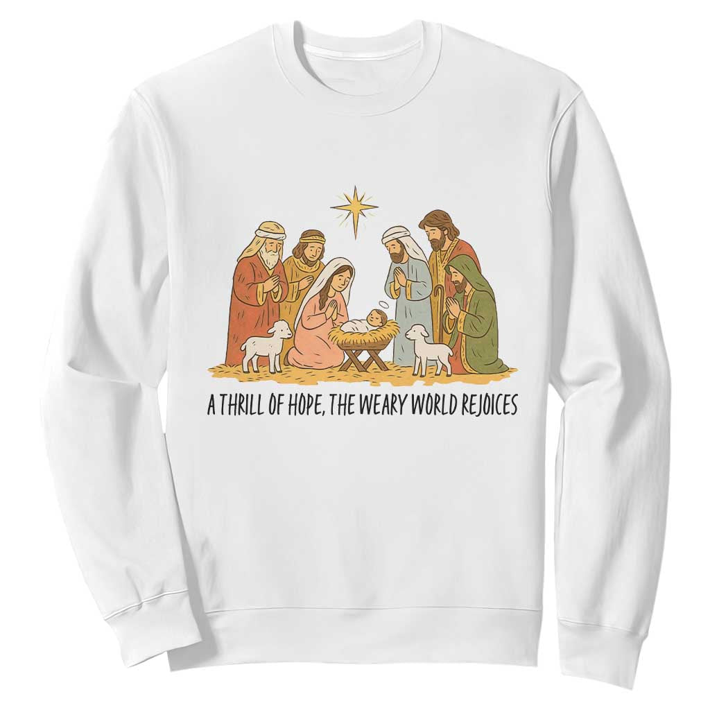 Nativity Scene Christmas Sweatshirt Baby Jesus Christian Faith TS14 White Print Your Wear