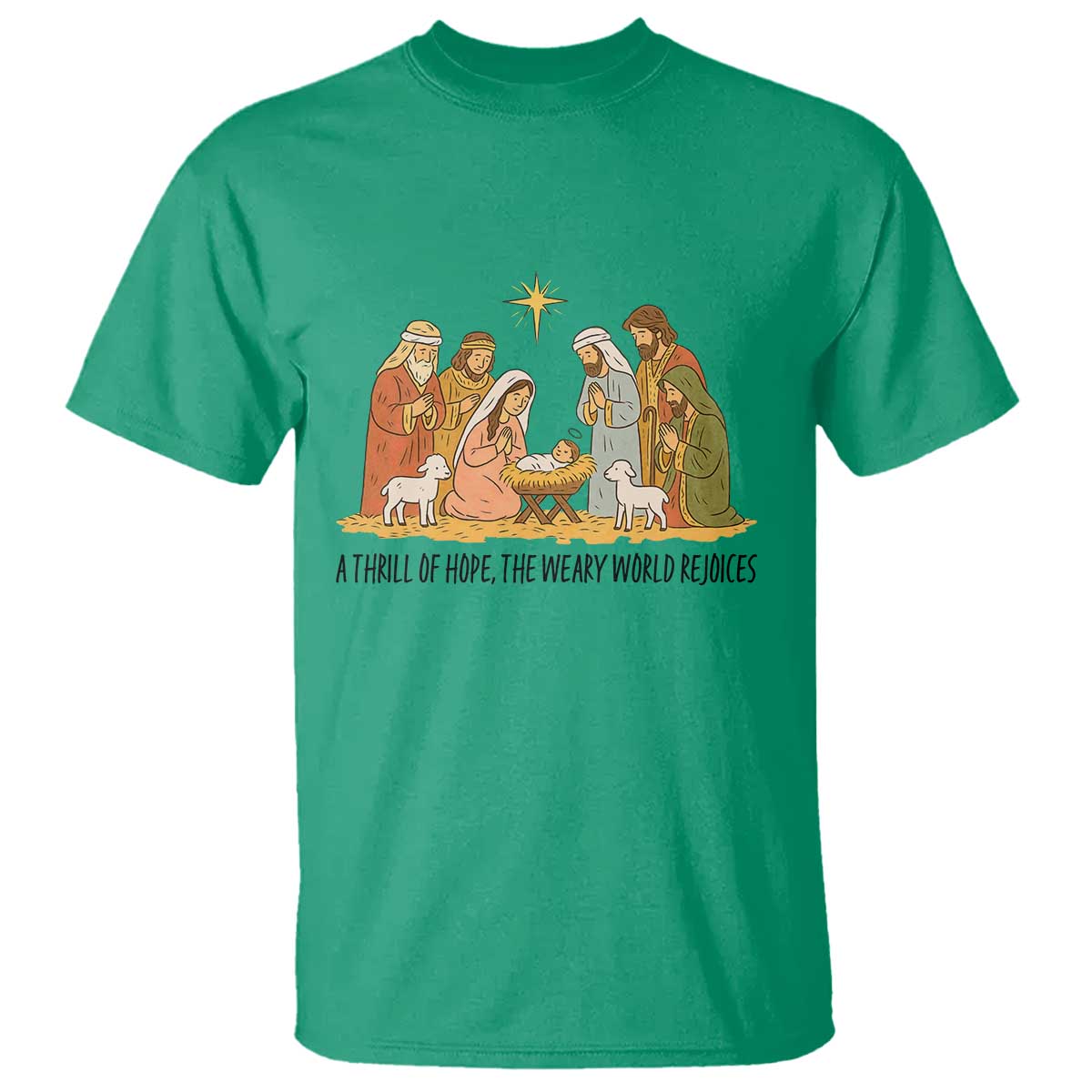 Nativity Scene Christmas T Shirt Baby Jesus Christian Faith TS14 Irish Green Print Your Wear