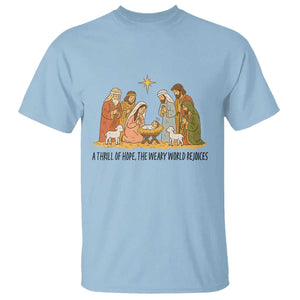 Nativity Scene Christmas T Shirt Baby Jesus Christian Faith TS14 Light Blue Print Your Wear