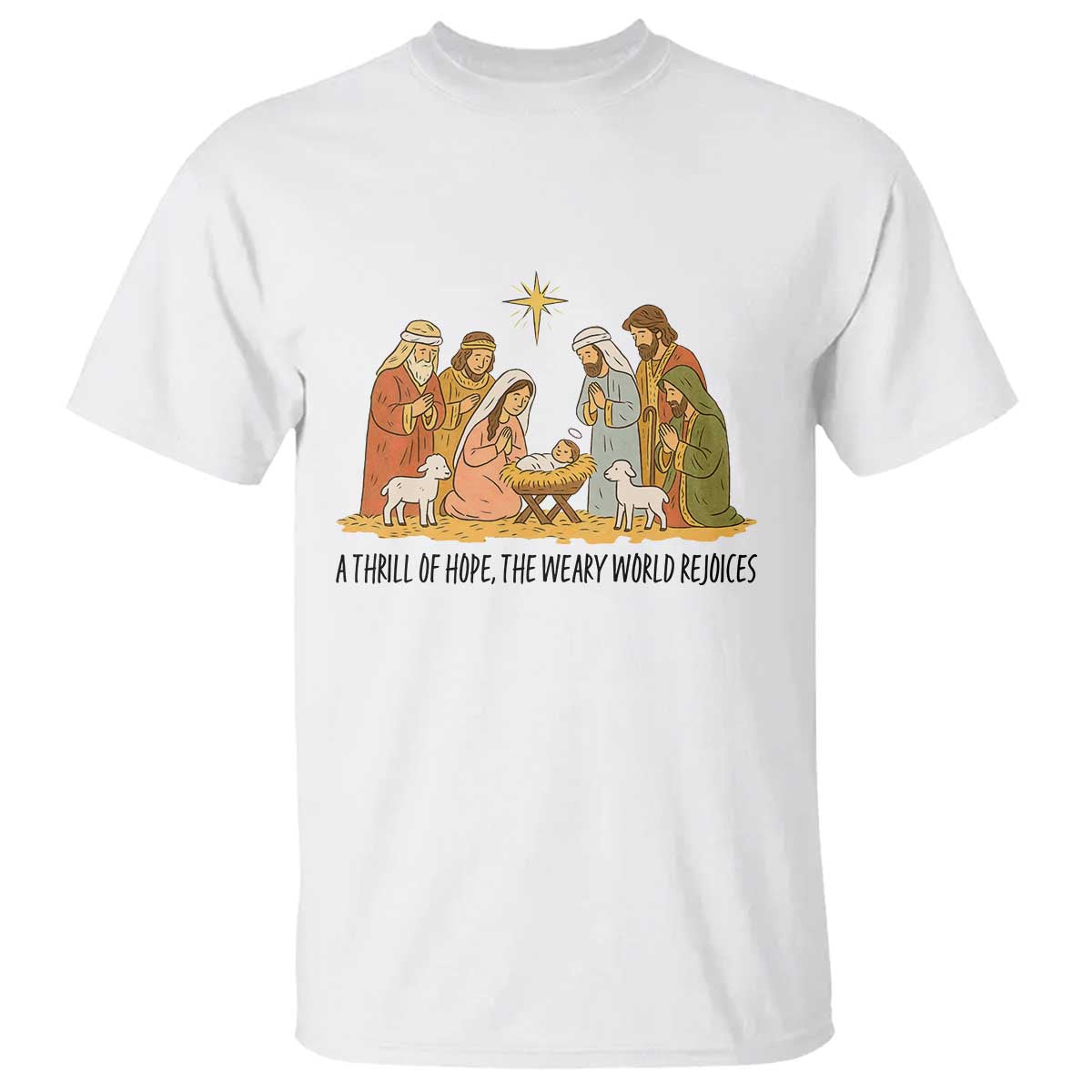 Nativity Scene Christmas T Shirt Baby Jesus Christian Faith TS14 White Print Your Wear