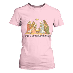 Nativity Scene Christmas T Shirt For Women Baby Jesus Christian Faith TS14 Light Pink Print Your Wear