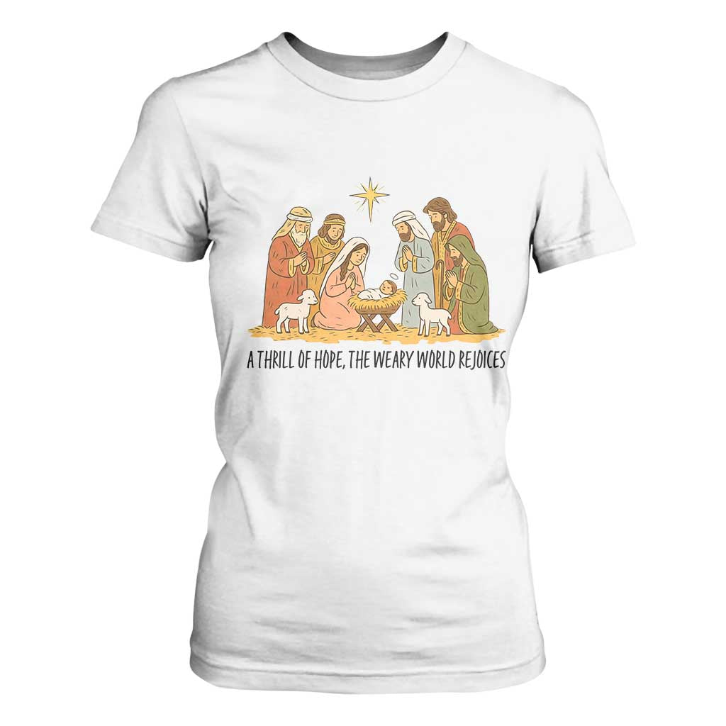 Nativity Scene Christmas T Shirt For Women Baby Jesus Christian Faith TS14 White Print Your Wear
