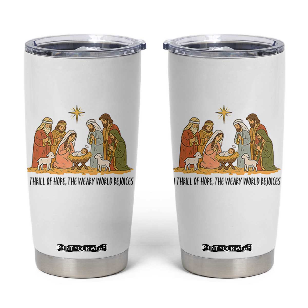 Nativity Scene Christmas Tumbler Cup Baby Jesus Christian Faith TS14 White Print Your Wear