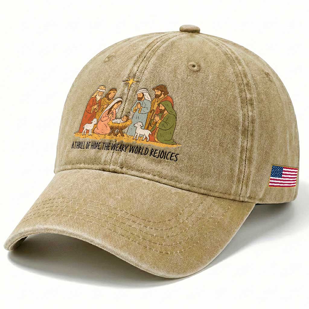 Nativity Scene Christmas Washed Cotton Baseball Cap Baby Jesus Christian Faith TS14 Print Your Wear