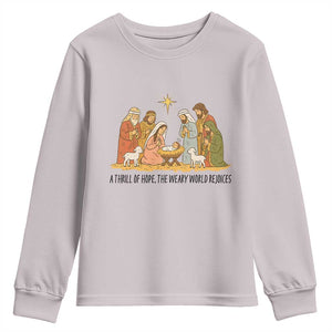 Nativity Scene Christmas Youth Sweatshirt Baby Jesus Christian Faith TS14 Ice Gray Print Your Wear