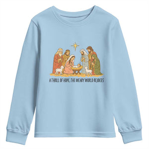 Nativity Scene Christmas Youth Sweatshirt Baby Jesus Christian Faith TS14 Light Blue Print Your Wear