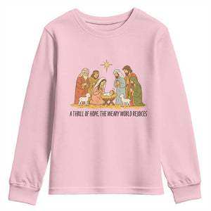 Nativity Scene Christmas Youth Sweatshirt Baby Jesus Christian Faith TS14 Light Pink Print Your Wear