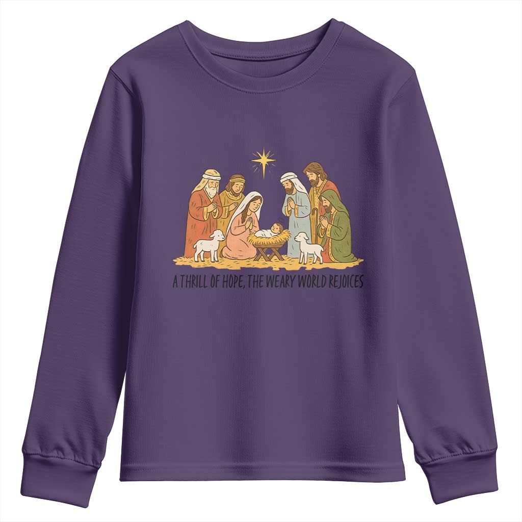 Nativity Scene Christmas Youth Sweatshirt Baby Jesus Christian Faith TS14 Purple Print Your Wear