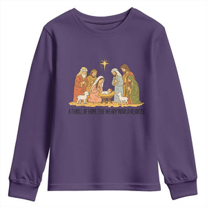 Nativity Scene Christmas Youth Sweatshirt Baby Jesus Christian Faith TS14 Purple Print Your Wear