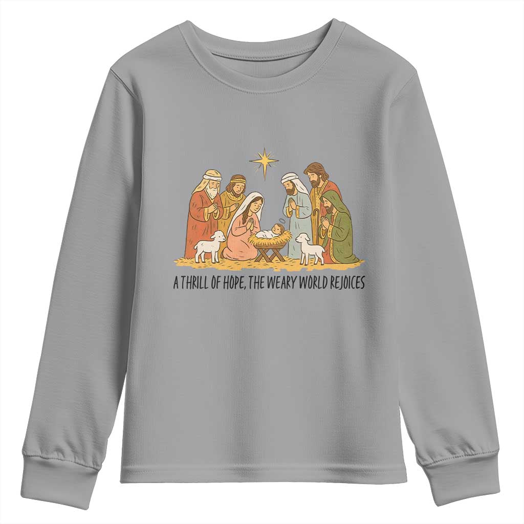 Nativity Scene Christmas Youth Sweatshirt Baby Jesus Christian Faith TS14 Sport Gray Print Your Wear