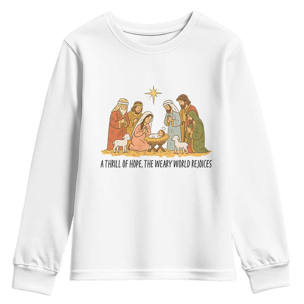 Nativity Scene Christmas Youth Sweatshirt Baby Jesus Christian Faith TS14 White Print Your Wear