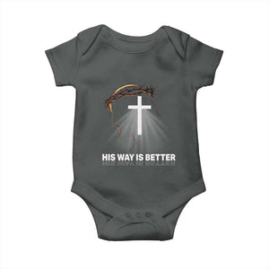 Jesus Christan Baby Onesie His Way Is Better TS14 Dark Heather Print Your Wear