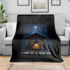 Nativity Scene Christmas Throw Blanket O Come Let Us Adrove Him TS14 Print Your Wear