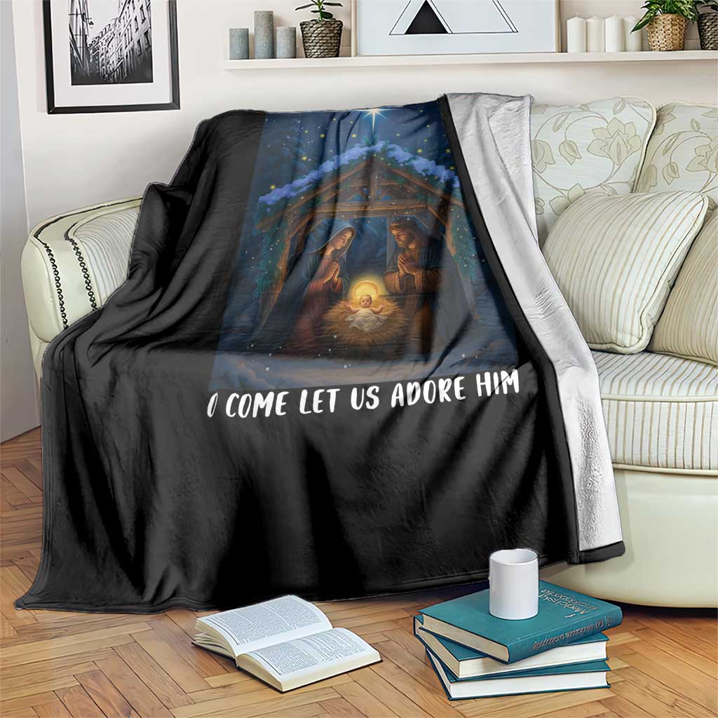 Nativity Scene Christmas Throw Blanket O Come Let Us Adrove Him TS14 Print Your Wear