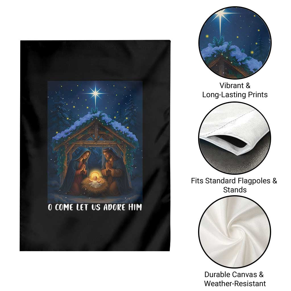 Nativity Scene Christmas Garden Flag O Come Let Us Adrove Him TS14 Print Your Wear