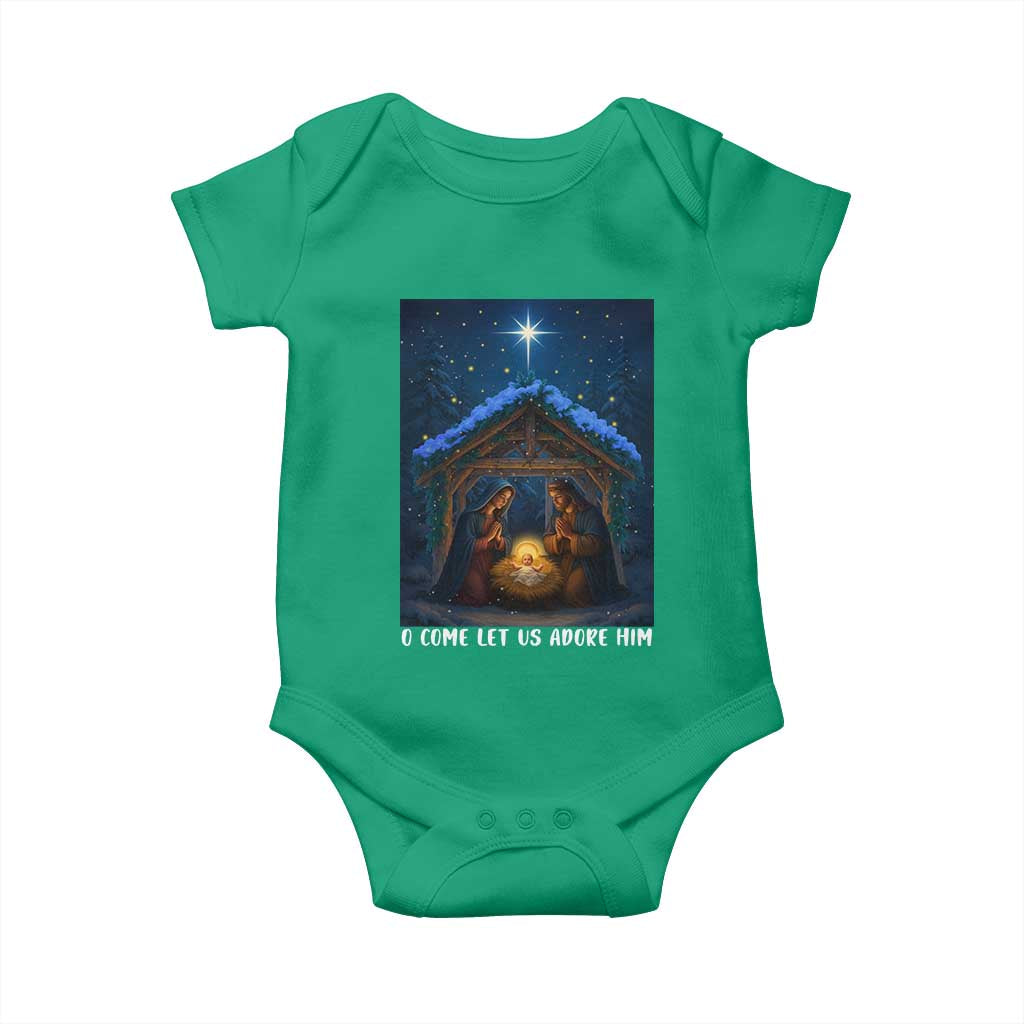 Nativity Scene Christmas Baby Onesie O Come Let Us Adrove Him TS14 Irish Green Print Your Wear