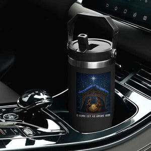 Nativity Scene Christmas Flip Straw Tumbler O Come Let Us Adrove Him TS14 Print Your Wear