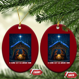 Nativity Scene Xmas Ceramic Ornament O Come Let Us Adrove Him TS14 Print Your Wear