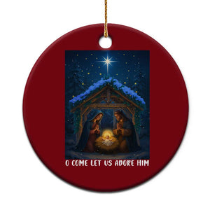 Nativity Scene Xmas Ceramic Ornament O Come Let Us Adrove Him TS14 1pc Red Print Your Wear