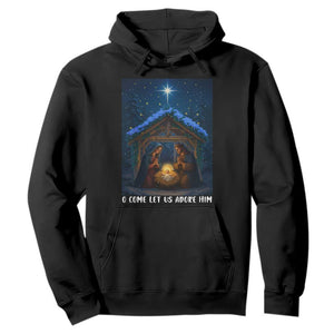 Nativity Scene Christmas Hoodie O Come Let Us Adrove Him TS14 Black Print Your Wear