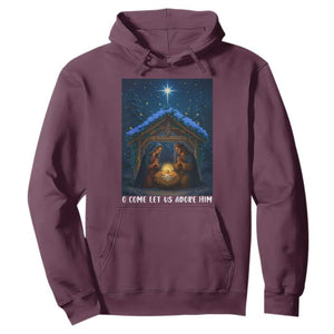 Nativity Scene Christmas Hoodie O Come Let Us Adrove Him TS14 Maroon Print Your Wear