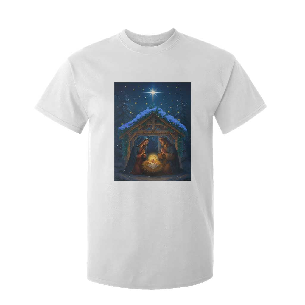 Nativity Scene Christmas T Shirt For Kid O Come Let Us Adrove Him TS14 White Print Your Wear