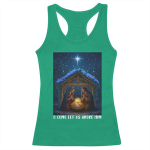 Nativity Scene Christmas Racerback Tank Top O Come Let Us Adrove Him TS14 Irish Green Print Your Wear