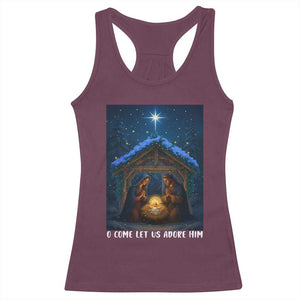 Nativity Scene Christmas Racerback Tank Top O Come Let Us Adrove Him TS14 Maroon Print Your Wear