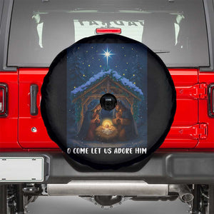 Nativity Scene Christmas Spare Tire Cover O Come Let Us Adrove Him TS14 Black Print Your Wear