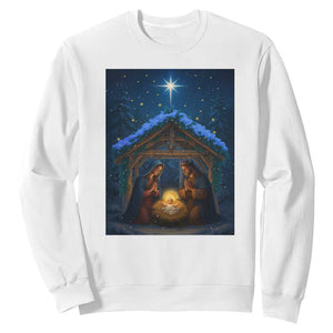 Nativity Scene Christmas Sweatshirt O Come Let Us Adrove Him TS14 White Print Your Wear