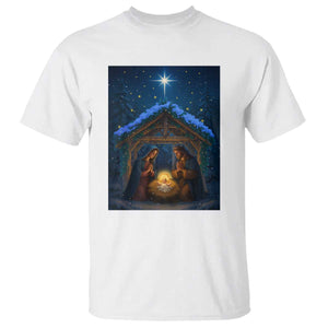 Nativity Scene Christmas T Shirt O Come Let Us Adrove Him TS14 White Print Your Wear