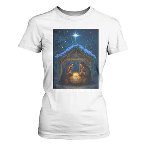 Nativity Scene Christmas T Shirt For Women O Come Let Us Adrove Him TS14 White Print Your Wear