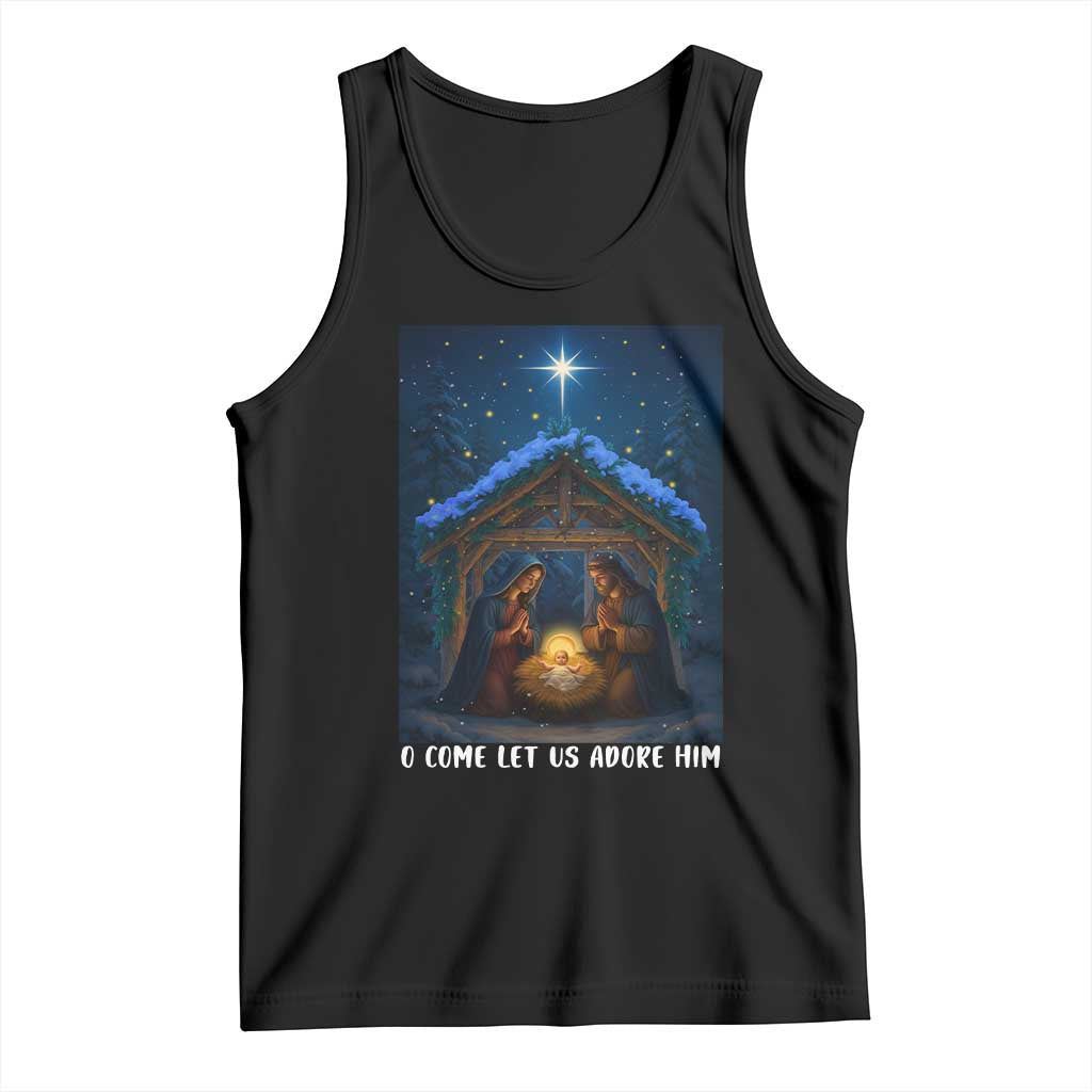 Nativity Scene Christmas Tank Top O Come Let Us Adrove Him TS14 Black Print Your Wear