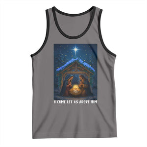 Nativity Scene Christmas Tank Top O Come Let Us Adrove Him TS14 Deep Heather Black Print Your Wear