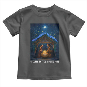 Nativity Scene Christmas Toddler T Shirt O Come Let Us Adrove Him TS14 Dark Heather Print Your Wear