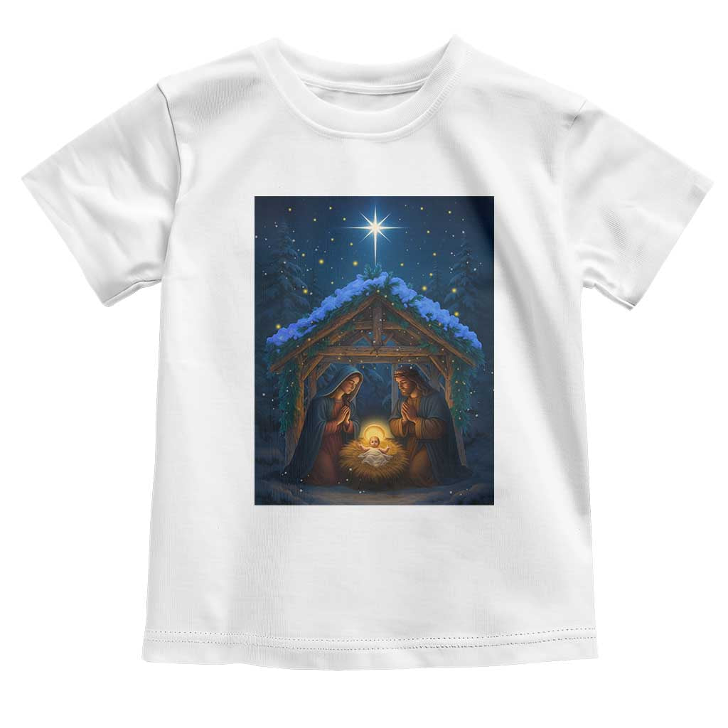 Nativity Scene Christmas Toddler T Shirt O Come Let Us Adrove Him TS14 White Print Your Wear