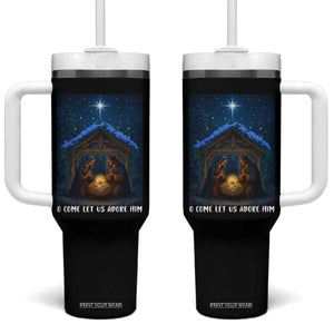 Nativity Scene Christmas Tumbler With Handle O Come Let Us Adrove Him TS14 One Size: 40 oz Black Print Your Wear