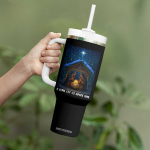 Nativity Scene Christmas Tumbler With Handle O Come Let Us Adrove Him TS14 Print Your Wear