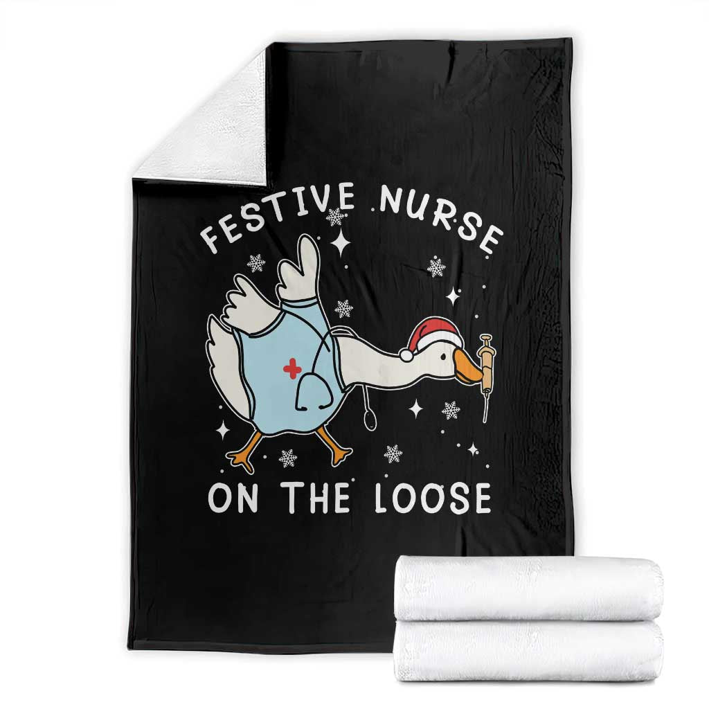 Funny ER Nurse Goose Christmas Throw Blanket Festive Nurses On The Loose TS14 Black Print Your Wear