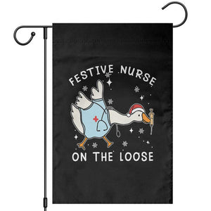 Funny ER Nurse Goose Christmas Garden Flag Festive Nurses On The Loose TS14 Black Print Your Wear