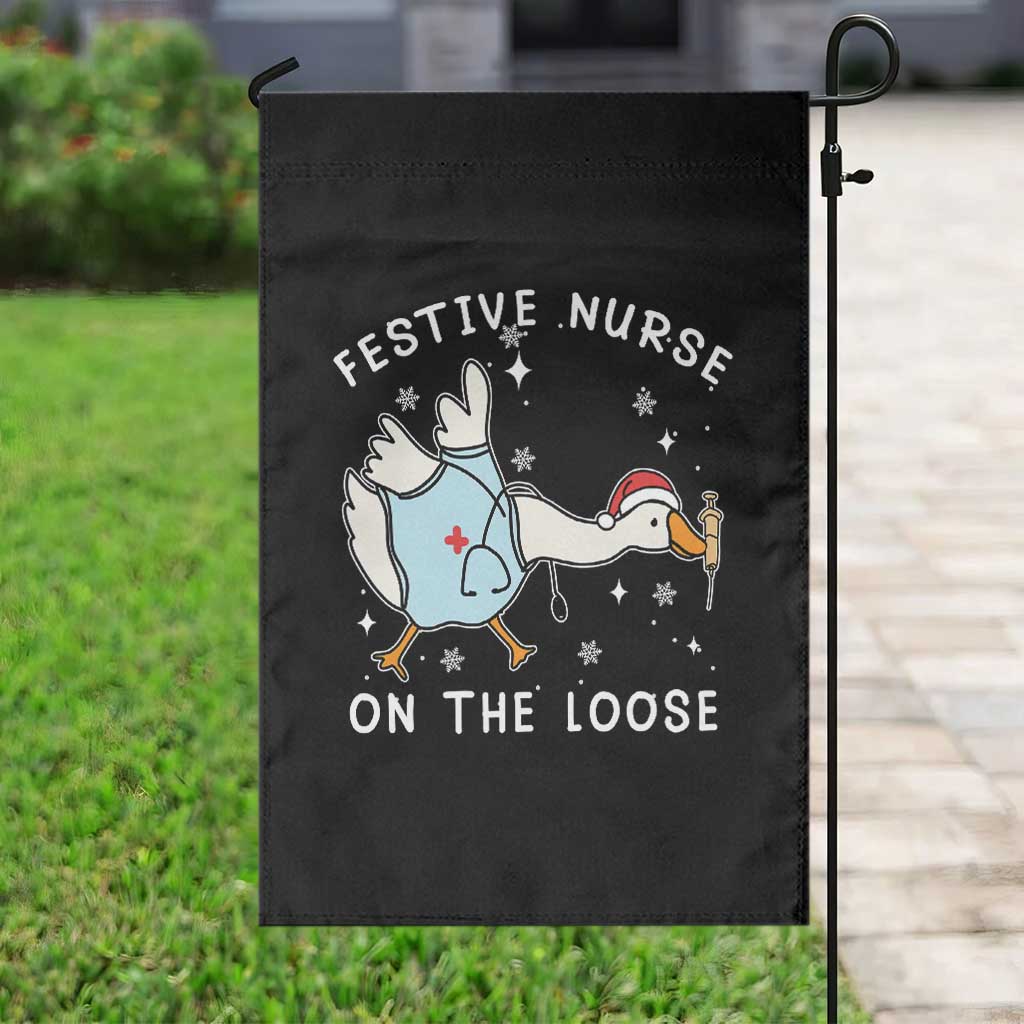 Funny ER Nurse Goose Christmas Garden Flag Festive Nurses On The Loose TS14 Print Your Wear