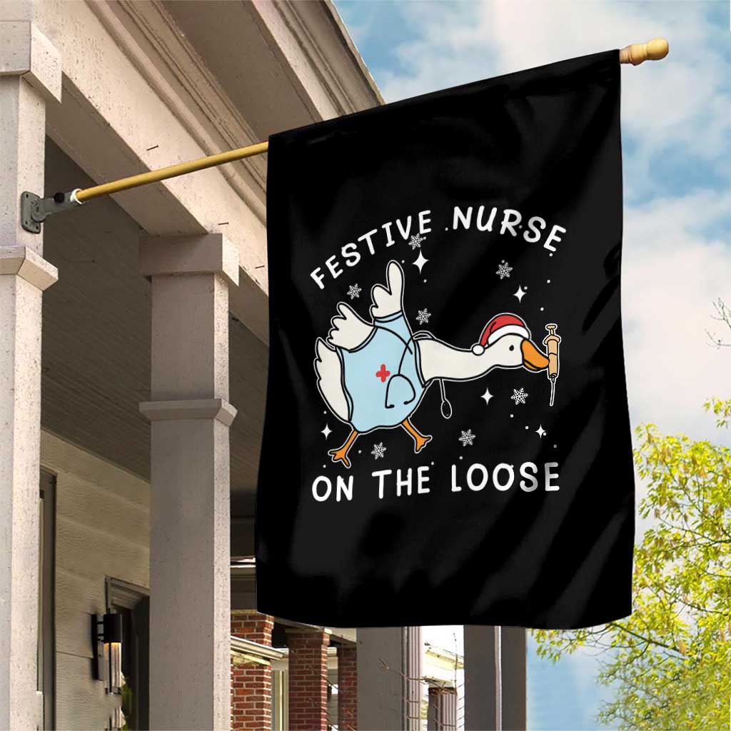 Funny ER Nurse Goose Christmas Garden Flag Festive Nurses On The Loose TS14 Print Your Wear