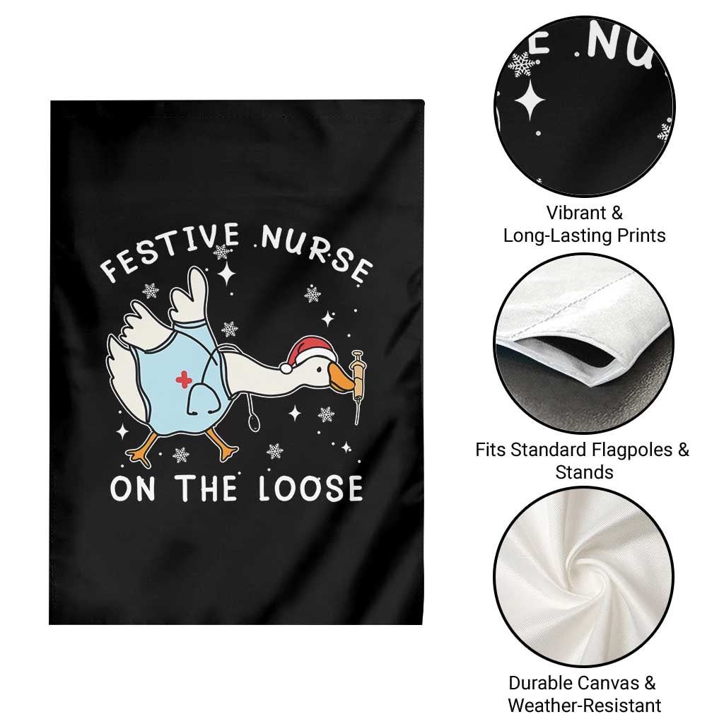 Funny ER Nurse Goose Christmas Garden Flag Festive Nurses On The Loose TS14 Print Your Wear