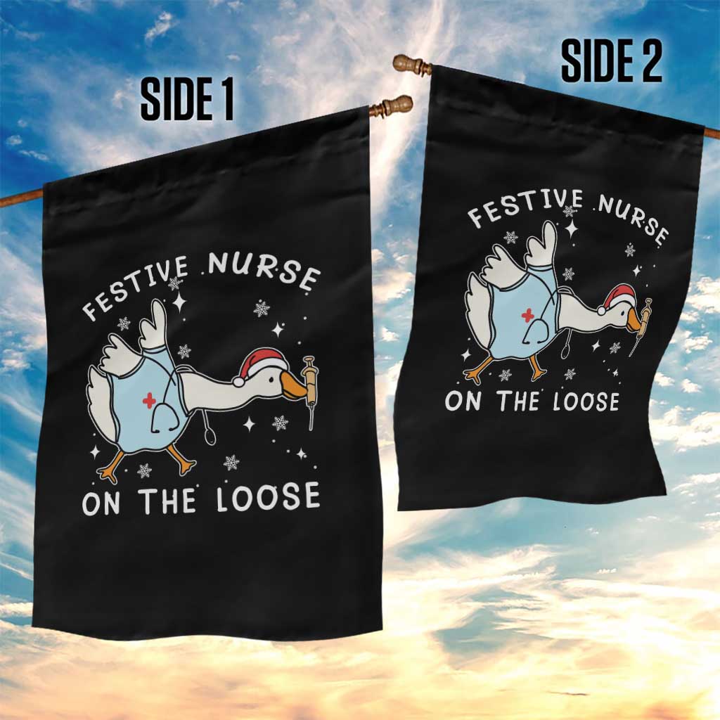 Funny ER Nurse Goose Christmas Garden Flag Festive Nurses On The Loose TS14 Print Your Wear