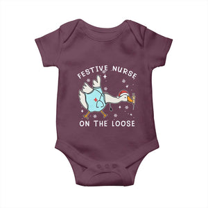 Funny ER Nurse Goose Christmas Baby Onesie Festive Nurses On The Loose TS14 Maroon Print Your Wear