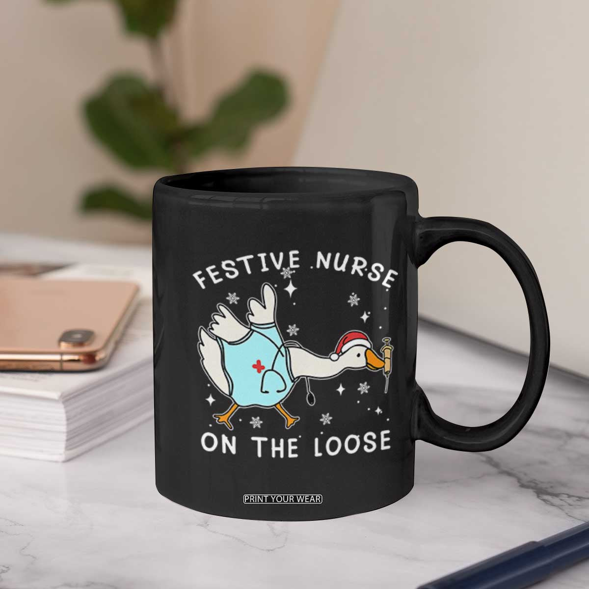 Funny ER Nurse Goose Christmas Coffee Mug Festive Nurses On The Loose TS14 Print Your Wear