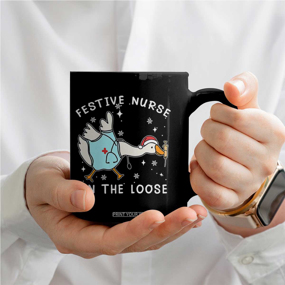 Funny ER Nurse Goose Christmas Coffee Mug Festive Nurses On The Loose TS14 Print Your Wear