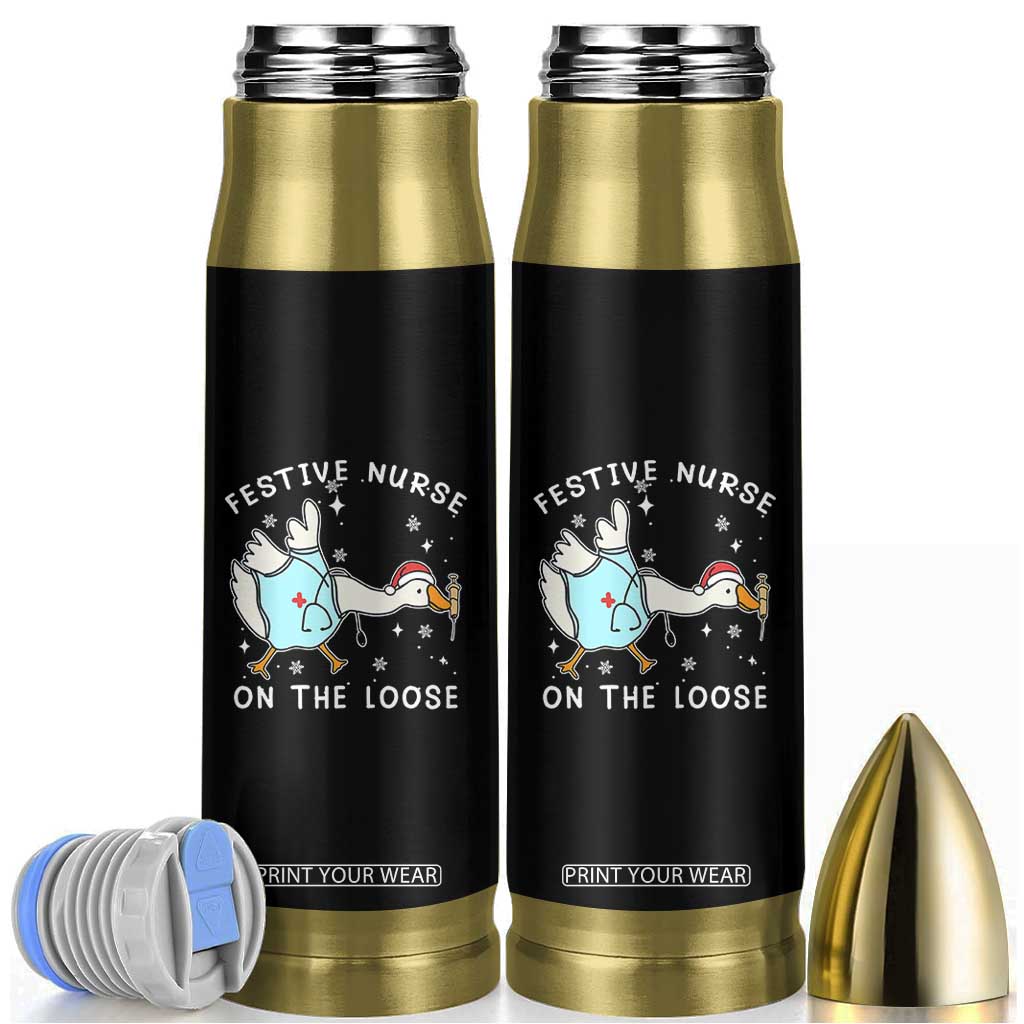 Funny ER Nurse Goose Christmas Bullet Tumbler Festive Nurses On The Loose TS14 Black Print Your Wear