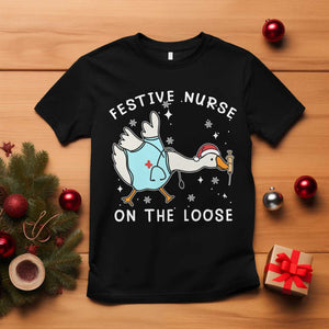 Funny ER Nurse Goose Christmas T Shirt Festive Nurses On The Loose TS14 Black Print Your Wear